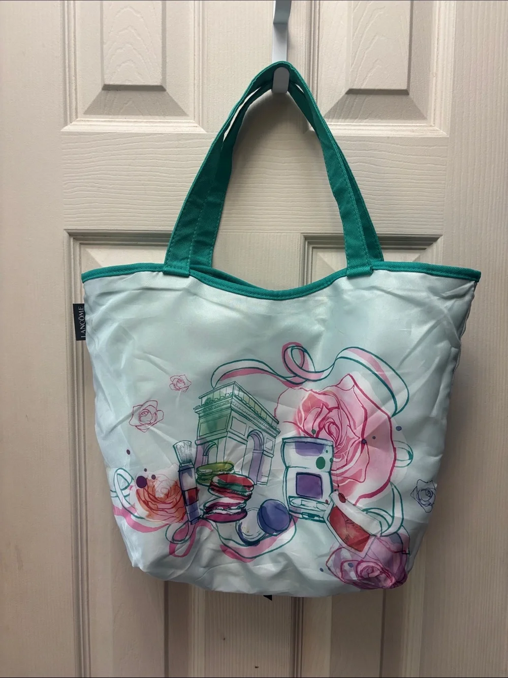 Lancome Teal Woven Tote Bag